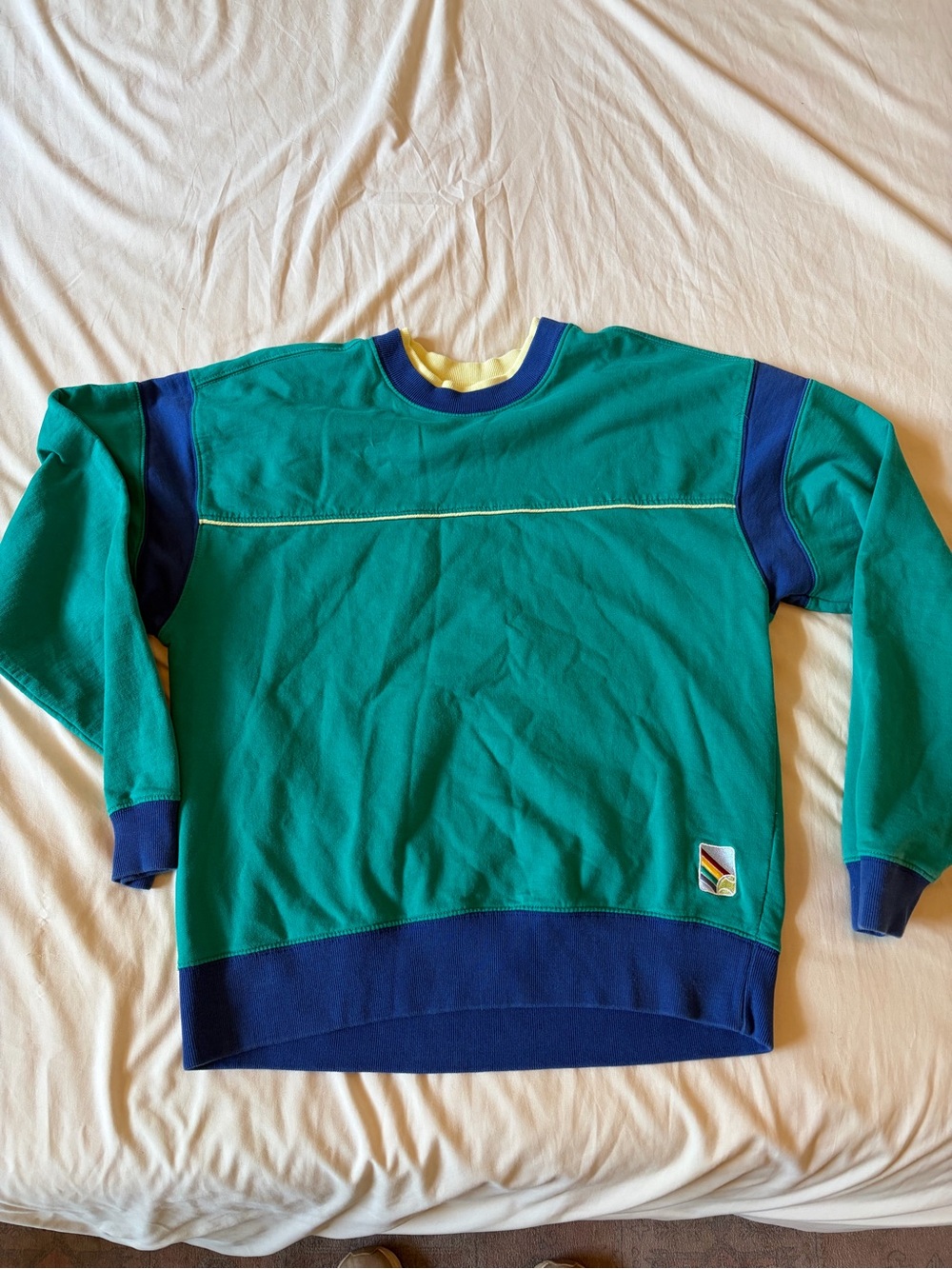 Urban Outfitters Teal Crewneck Sweatshirt with Navy Trim, Women’s Medium